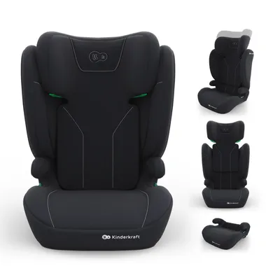 Image de Kinderkraft I-SPARK 2 PLUS – Siège auto i-Size 100–150 cm, rehausseur 2-en-1, 3,5–12 ans, H-GUARD & SPS, appuie-tête réglable sur 10 positions, noir