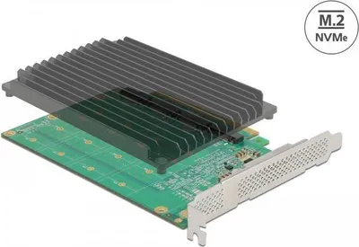 Image de DELOCK PCI Expr x16 Karte > 4x int NVMe M.2 Key M Kühlkörper