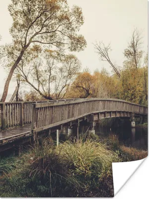 Produktbild von MuchoWow® Poster Herbst - Brücke - Bäume 30x40 cm - Wandplakat - Poster Kinderzimmer