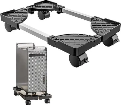 Obrázek produktu pro Stojan na procesor pro stolní počítače, 4 kolečka, pod kancelářskou židli, stolní držák, černý.