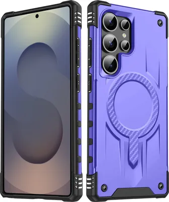 Produktbild von Magnetisch Hülle für Samsung Galaxy S25 Ultra, Dual Layer PC TPU Stoßfest Handyhülle Lila
