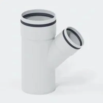 Obrázok produktu pre Odbočka POLOPLAST, priemer DN110/75, systém POLO-KAL 3S, materiál PP-MD, priemer Ø110/75 mm, uhol 45°, farba: biela, 1 kus.