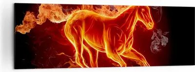 Produktbild von Bild auf Leinwand - Leinwandbild - Pferd Illustration Flammen - 160x50cm - Wand Bild - Wanddeko - Leinwanddruck - Bilder - Kunstdruck - Wanddekoration - Leinwand bilder - Wandkunst - AB160x50-0203