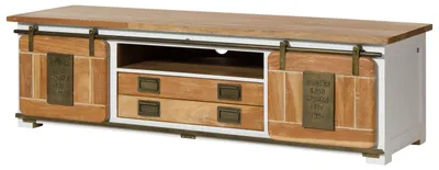 Produktbild von MASSIVMOEBEL24 TV-Board Mango 180x55x50 weiß lackiert RAILWAY #314