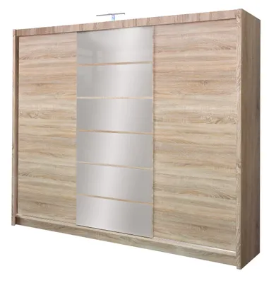 Image de Armoire moderne à tiroirs MALIBU, armoire avec éclairage LED, buffet, casiers, salon (chêne Sonoma)