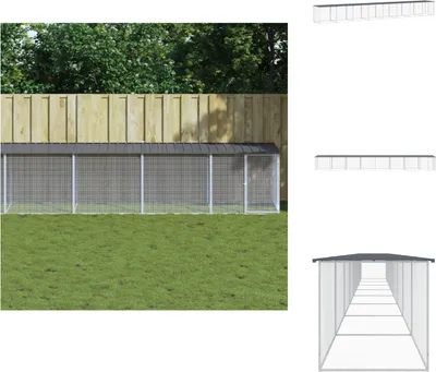 Immagine prodotto di vidaXL Gabbia per galline con tetto antracite 803x98x90 cm Acciaio zincato - Habitat e recinti per piccoli animali