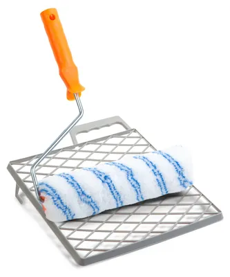Productafbeelding van Verfroller-set 250 mm – Verfrollers van polyester/microvezel met houder en verfstrook – Geschikt voor muren, hout, latex-, emulsie- en lakverf [11173B]