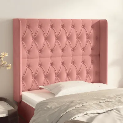 Produktbild von The Living Store Kopfteil mit Ohren Rosa 93x16x118/128 cm Samt