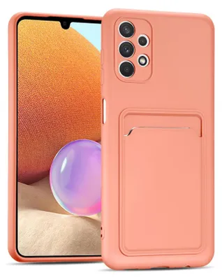 Zdjęcie produktu dla Etui na telefon komórkowy Samsung Galaxy A32 5G silikonowe etui ochronne z kieszenią na kartę Slim Wallet Case, różowe