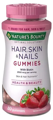 Immagine prodotto di Nature's Bounty Gomme per capelli, pelle e unghie, fragola, 80 compresse