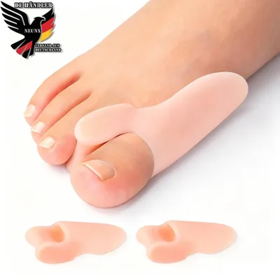 Produktbild von 2x Zehenspreizer Hallux Valgus mit Ballenschutz Zehenschutz Schienen Zehentrenner Ballenzehen Korrektur Silikon Fuß Bandage Universalgröße