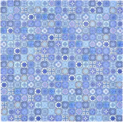 Produktbild von Mosaikfliese Glasmosaik Kombi Retro Biscuit blau Fliesenspiegel Bad MOS78-RB33