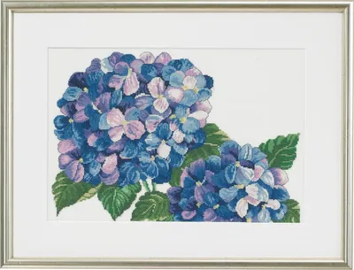 Produktbild von Permin Kreuzstich Stickpackung "Hortensien", Zählmuster, 55x41cm, 70-4109
