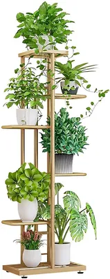 Productafbeelding van Plantenrek, 6 etages, metaal, goudkleurig – Bloemenrek, plantenrek voor binnen en buiten – Meerlaags plantenrek voor woonkamer, keuken en balkon