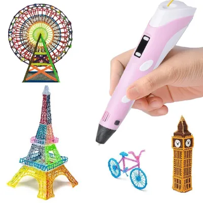 Produktbild von 3D Drucker Stift Set mit 3 Farben PLA Filament 1,75mm Rosa