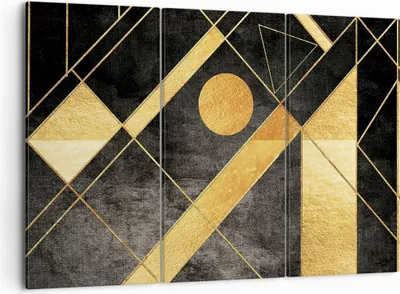 Produktbild von Bild auf Leinwand - Leinwandbild - 3 Teile - Golden Schwarz Figuren - 105x70cm - Wand Bild - Wanddeko - Wandbilder - Leinwanddruck - Bilder - Wanddekoration - Leinwand bilder - CE105x70-5089