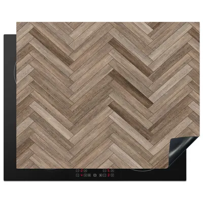 Produktbild von KitchenYeah© Herdabdeckplatte Muster - Holz - Braun , 65x52cm, Küche Deko, Glaskeramikkochfeld Herdabdeckung, Abdeckplatte fùr Kochfeld