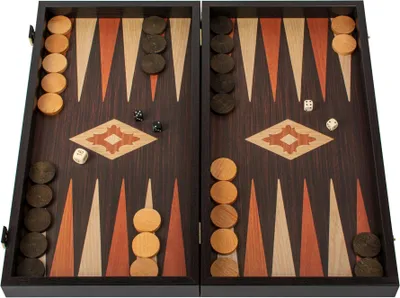 Immagine prodotto di Set da backgammon Manopoulos – Finitura wengé – Design classico e ampia superficie di gioco (48x26 cm)
