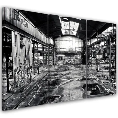 Immagine prodotto di Trittico su tela città e architettura - bianco e nero 60x40 cm Feeby grigio quadro da parete pronto per essere appeso