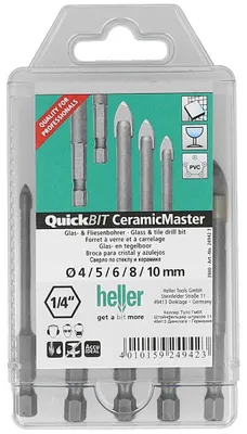 Zdjęcie produktu dla Heller Tools QuickBit® CeramicMaster 24942 Tile and glass drill bit set 5-piece 1/4 (6.3 mm) 1 Set