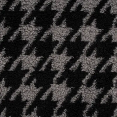 Produktbild von Fellimitat Stoff Meterware Kunstfell Teddyplüsch grau schwarz 1,45m