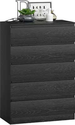 Obrázek produktu pro Komoda – komoda se zásuvkami – 5 zásuvek – 77 x 40 x 111,5 cm – moderní design – černá