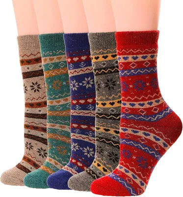 Produktbild von 5er Set Damen Winter Wollsocken Warm Thermo Kuschelsocken EU 35-42, A0715