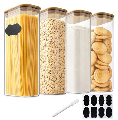Vorratspott-Set 4er, 2100 ml, Borosilikatglas, rechteckig, luftdicht