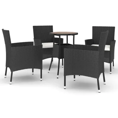 Obrázok produktu pre vidaXL 5-dielny záhradný set s vankúšmi Black Poly Rattan