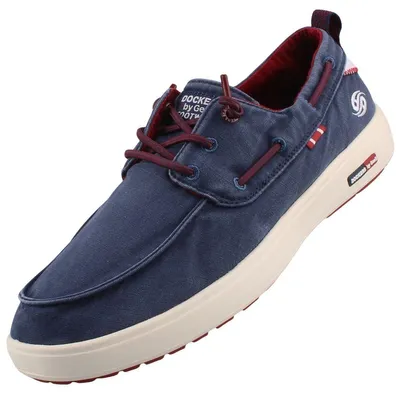 Auf dem Bild ist ein blauer flacher Schuh zu sehen der von der Außenseite abgebildet ist. Der Schuh hat eine schlichte Form und eine leicht strukturierte Oberfläche.