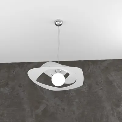 Immagine prodotto di Sospensione Moderna Warped Metallo Bianco 1 Luce E27 D.50Cm