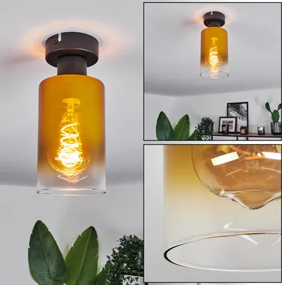 Produktbild von Bovo moderne Deckenlampe aus Metall/Glas in Schwarz/Goldfarben/Klar