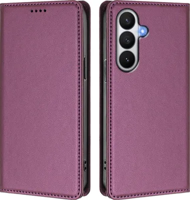 Image de Étui en cuir pour Samsung Galaxy S26, étui à rabat magnétique en cuirPolyuréthaneavec support, violet