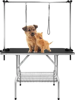 Productafbeelding van Hondentrimtabel, trimtabel voor honden, kappertafel voor honden, badtabel voor honden, verzorgingstafel voor poedels, schertafel voor honden - In hoogte verstelbaar, antislip, draagvermogen tot 100 kg (groot)