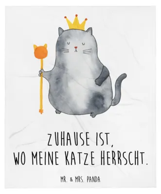 Produktbild von Mr. & Mrs. Panda Plaid Katze König - Weiß - Geschenk, Tagesdecke, Katzen, Sofaüberwurf, Decke, Bettdecke, Haha, Cat, Familie, Kater, Kuscheldecke, Wohnung