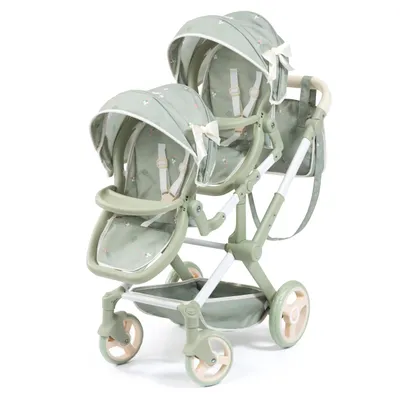 Produktbild von Bayer Design 26728AA Zwillingspuppenwagen Twin XEO mit Tasche und Sonnendach, höhenverstellbarer Griff, Schwenkschieber, integrierter Korb