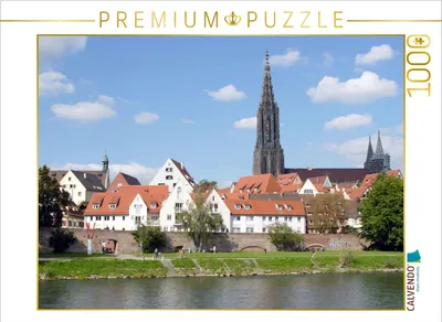 Produktbild von CALVENDO Puzzle Stadtansicht Ulm mit Stadtmauer | 1000 Teile Lege-Größe 64x48cm Foto-Puzzle für glückliche Stunden