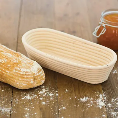 Zdjęcie produktu dla 1�� Długi rattanowy koszyk fermentacyjny �C Koszyk na chleb do fermentacji ciasta i pieczenia, naturalny koszyk na chleb, bagietki i sery, do przechowywania żywności