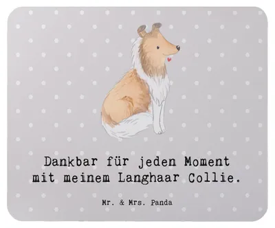 Produktbild von Mr. & Mrs. Panda Mousepad Langhaar Collie Moment - Grau Pastell - Geschenk, Mouse Pad, laptop mauspad, Britischer Hütehund, pc