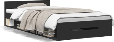 Obrázek produktu pro vidaXL Rám postele se zásuvkou černý 90x190 cm materiál na bázi dřeva
