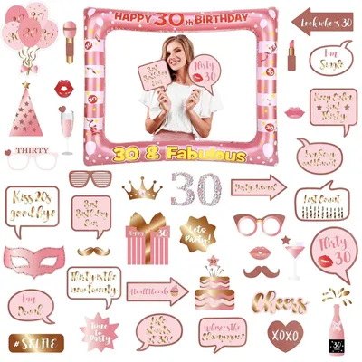 Produktbild von Solidchoice – Roségoldene Dekoration für den 30. Geburtstag mit Foto-Requisiten