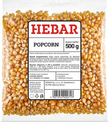 Zdjęcie produktu dla Kukurydza popcorn 500 G - Ziarna kukurydzy - Niesolone - Duża objętość - Świeża jakość