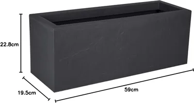 Immagine prodotto di Fioriera EDA Balcon Volcania effetto pietra antracite 25 litri - 59 x 19,5 x 22,8 cm