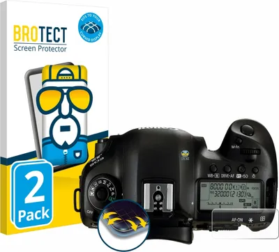 Produktbild von 2x BROTECT Fullscreen Schutzfolie für Canon EOS 5D Mark IV (Schulterdisplay) Displayschutz Folie Fullcover Klar Transparent