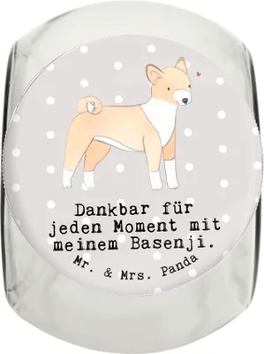 Produktbild von Mr. & Mrs. Panda Snackdose Basenji Moment XL 2000ml - Grau Pastell - Geschenk, Dekoglas, Vorratsglas, Aufbewahrungsdose, Vorratsbehälter, Keksdose, Kongo-Terrier, Dose