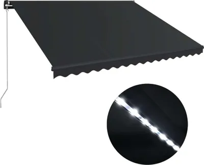 Image de vidaXL Store manuel rétractable avec LED 450x300 cm Anthracite