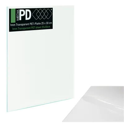Produktbild von PET Platte Transparent 25x30cm 1mm – Durchsichtige Kunststoffplatte Bastelglas Modellbau Folie