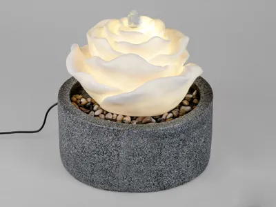 Produktbild von Zimmerbrunnen + Gartenbrunnen Rose mit LED-Licht Beleuchtung Formano