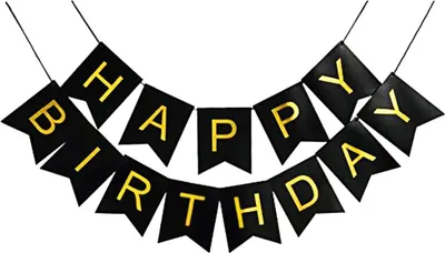Produktbild von Oblique Unique Happy Birthday Girlande Banner Geburtstag Party - schwarz-gold