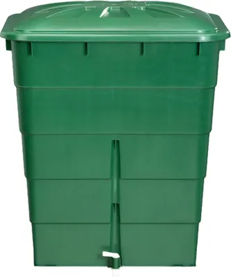 Produktbild von Regentonne eckig 300L mit Deckel und Hahn, Farbe: grün grün, mit Deckel und Hahn